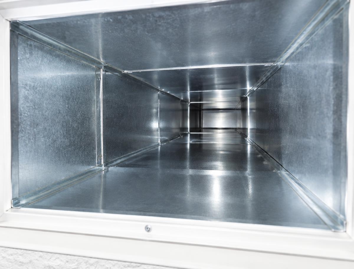 Clean metal air duct after cleaning